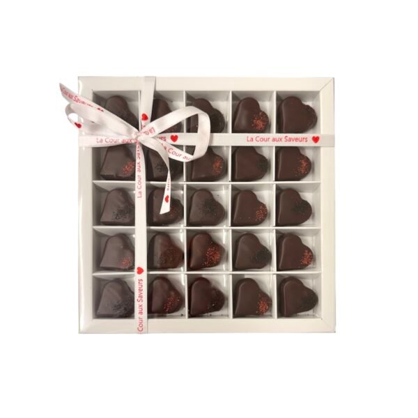 Duo de Cœurs Fondants, au Fruit de la Passion ou Crème de Baileys. L'assortiment de 25 pièces - 265 g environ.